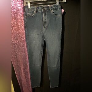 Tween girl high waisted skinny jeans dark wash